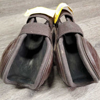 Pr Open Front Boots, velcro *vgc/gc, dusty, dirt & hairy lining