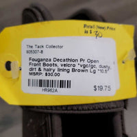 Pr Open Front Boots, velcro *vgc/gc, dusty, dirt & hairy lining