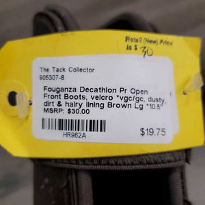 Pr Open Front Boots, velcro *vgc/gc, dusty, dirt & hairy lining