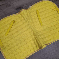 Quilt Jumper Saddle Pad, piping, tabs *gc, v. stained, hair, dirt, discolor
