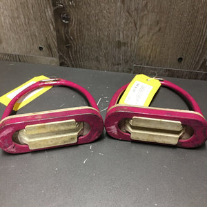 Pr Hvy Stirrup Irons, grips *gc/fair, v.chipped, peeled, stained & rubbed