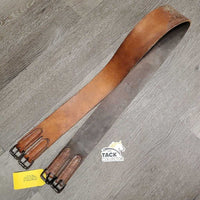 Flat Single Leather Girth *gc, scraped edges, stains, older, peeled buckles
