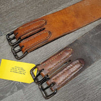 Flat Single Leather Girth *gc, scraped edges, stains, older, peeled buckles
