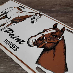 "Paint Horses" Front License Plate *vgc, paint on bag, mnr spots & scratches