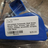 Galvanized Automatic Stall Water Bowls, float, screws *vgc, clean, stains, residue, scratches, scrapes, rubs