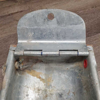 Galvanized Automatic Stall Water Bowls, float, screws, attached pipe *gc, clean, stains, residue, scratches, scrapes, rubs, oxidized, rust
