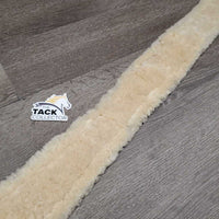 FS Leather Girth, velcro Sheepskin Liner, 2x els *vgc/gc, clean, mnr rubs, curled edge, liner: ridges, stiff & shrunk
