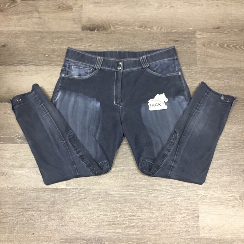 Denim Euroseat Breeches *vgc, seam puckers, faded, hairy velcro