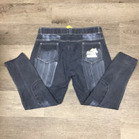Denim Euroseat Breeches *vgc, seam puckers, faded, hairy velcro