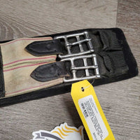 Neoprene Dressage Girth, velcro liner, x2 els *gc, mnr dirty & residue, hairy, rubs, bent keepers, older?
