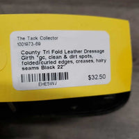 Tri Fold Leather Dressage Girth *gc, clean & dirt spots, folded/curled edges, creases, hairy seams