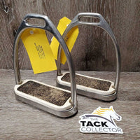 Fine Hvy Stirrup Irons, "Sure Grip" Carpet Grips *gc, mnr dirt, scrapes, rust & scratches