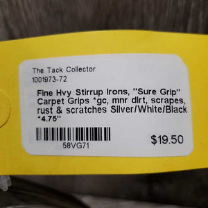Fine Hvy Stirrup Irons, "Sure Grip" Carpet Grips *gc, mnr dirt, scrapes, rust & scratches