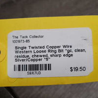 Single Twisted Copper Wire Western Loose Ring Bit *gc, clean, residue, chewed, sharp edge