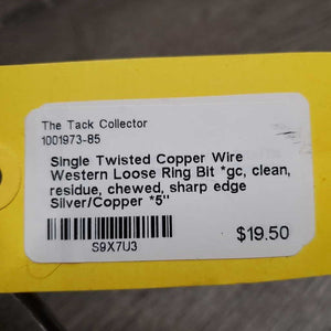 Single Twisted Copper Wire Western Loose Ring Bit *gc, clean, residue, chewed, sharp edge