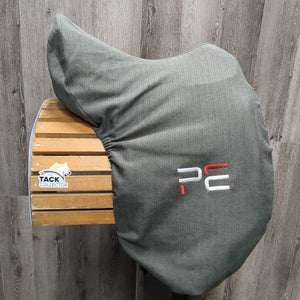 18 Adj *Red-Wide In PEi Marseille Monoflap Dressage Saddle, PEi Green Cover & Black Cantle Cover, Black (Med) Gullet & Box, German aniline leather, Synthetic Wool Flocking, Rear Gusset Panels, Flaps: 18"L x 12.5"W Serial #: PE 09 0095 18"
