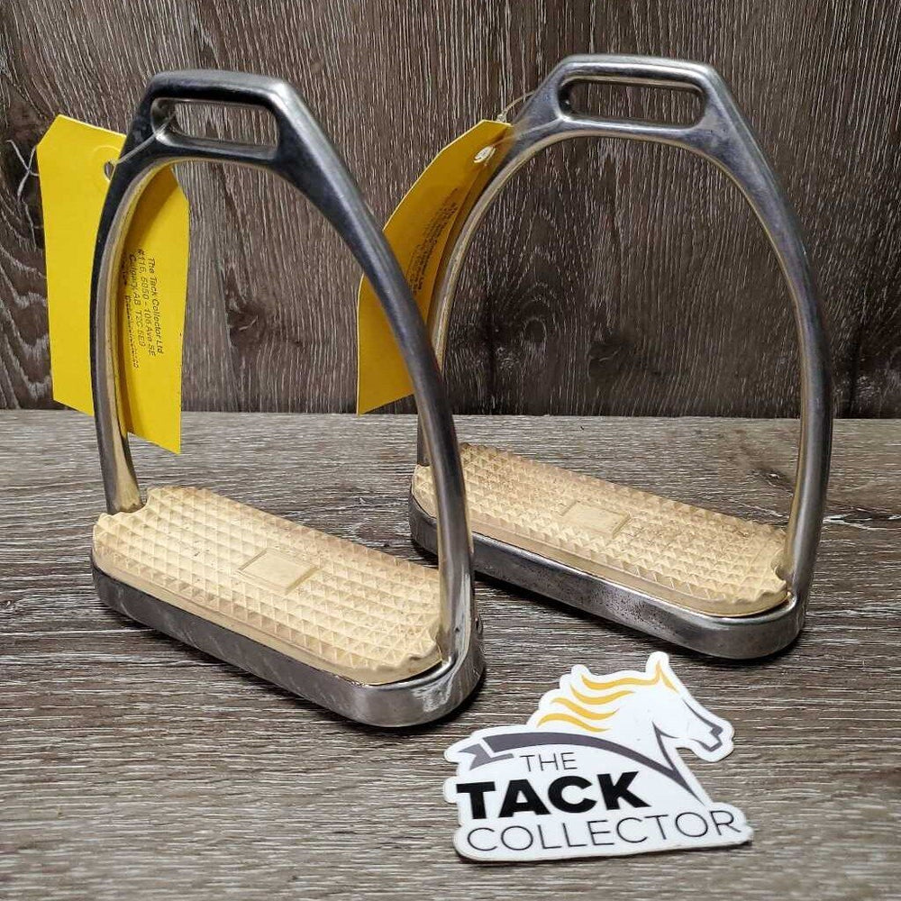 Fine Hvy Stirrup Irons, grips *gc, clean, stains, scratches, yellowed, dings