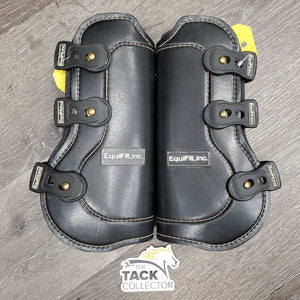 Pr Open Front Boots, tabs, liners *gc, clean, hairy, faded, edge rubs & holes, scrapes, older