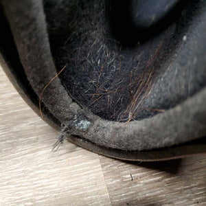 Pr Open Front Boots, tabs, liners *gc, clean, hairy, faded, edge rubs & holes, scrapes, older