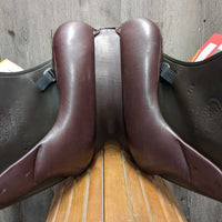 16.5 Adj *set XW *6.5" Schleese Obrigado Monoflap Dressage Saddle, Navy Schleese Cover, Wool Flocking, Shoulder Relief Panels, Rear Gusset Panels, Lg External Front Blocks, Flaps: 16"L x 10"W Serial #: B2 1 RW 16.5 M0640350424
