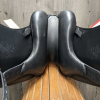 16.5 adj *set *5.5" Schleese Obrigado Monoflap Dressage Saddle, Navy Schleese Cover, Wool Flocking, Shoulder Relief Panels, Rear Gusset Panels, Lg External Front Blocks, Flaps: 16"L x 10"W Serial #: O-SHW B2 16.5 M05835S0324
