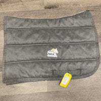 Thick Quilt Saddle Pad *gc, mnr hair, shavings, rough binding, threads, rubs, repairs, puckers, holey edges