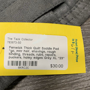 Thick Quilt Saddle Pad *gc, mnr hair, shavings, rough binding, threads, rubs, repairs, puckers, holey edges