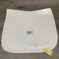 Quilt Dressage Saddle Pad, 1x piping *vgc, mnr stains, rubs, hair, cut tabs, pills
