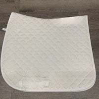 Quilt Dressage Saddle Pad, 1x piping *vgc, mnr stains, rubs, hair, cut tabs, pills
