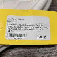 Quilt Dressage Saddle Pad, 1x piping *vgc, mnr stains, rubs, hair, cut tabs, pills
