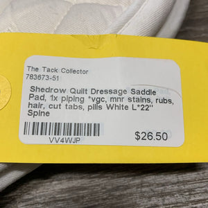 Quilt Dressage Saddle Pad, 1x piping *vgc, mnr stains, rubs, hair, cut tabs, pills