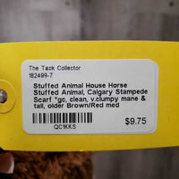 Stuffed Animal House Horse Stuffed Animal, Calgary Stampede Scarf *gc, clean, v.clumpy mane & tail, older