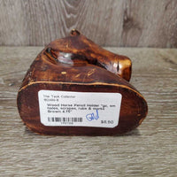 Wood Horse Pencil Holder *gc, sm holes, scrapes, rubs & marks