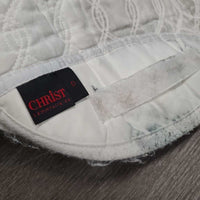 Sheepskin Quilted Dressage Saddle Pad *gc, dingy, v. pilly/rubbed, loose/frayed velcro, clumpy, stains, mnr hair, puckers
