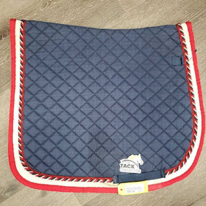 Quilt Dressage Saddle Pad, x2 piping *gc, cut tabs, faded, stains, mnr hair, dirt?, rubs, puckers, dingy underside