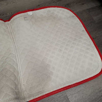 Quilt Dressage Saddle Pad, x2 piping *gc, cut tabs, faded, stains, mnr hair, dirt?, rubs, puckers, dingy underside
