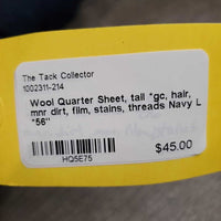 Wool Quarter Sheet, tail *gc, hair, mnr dirt, film, stains, threads