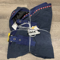 Cotton Stable Sheet, piping, 0 legs/tail *gc, shrunk, hairy, mnr hole, stains, faded, rubs
