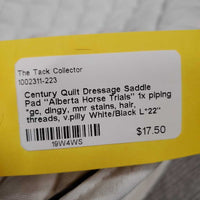 Quilt Dressage Saddle Pad "Alberta Horse Trials" 1x piping *gc, dingy, mnr stains, hair, threads, v.pilly

