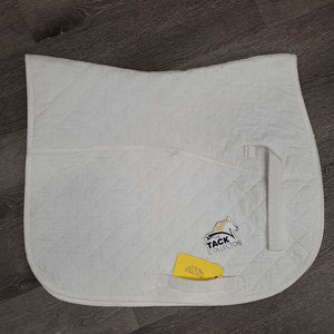 Quilt Jumper Saddle Pad, "Alborak" embroidery, tabs *gc, older, dingy, pills, mnr stains, puckers