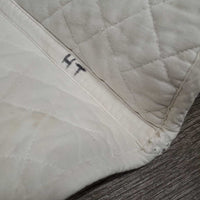 Quilt Jumper Saddle Pad, "Alborak" embroidery, tabs *gc, older, dingy, pills, mnr stains, puckers

