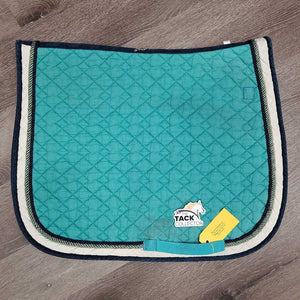 Quilt Dressage Saddle Pad, 2x piping *gc, dingy, mnr stains, hair, pills, faded, rubs, puckers, frays