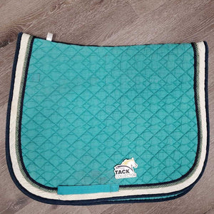 Quilt Dressage Saddle Pad, 2x piping *gc, dingy, mnr stains, hair, pills, faded, rubs, puckers, frays