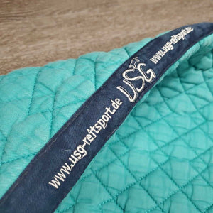 Quilt Dressage Saddle Pad, 2x piping *gc, dingy, mnr stains, hair, pills, faded, rubs, puckers, frays