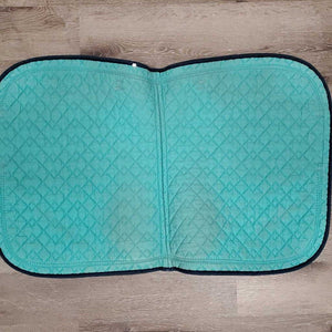 Quilt Dressage Saddle Pad, 2x piping *gc, dingy, mnr stains, hair, pills, faded, rubs, puckers, frays