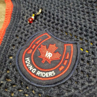 Crochet Fly Bonnet Ear Veil, Charm "Young Riders" *gc, clean, mnr hair, rubs, faded & stains, snags & pills