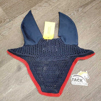 Crochet Fly Bonnet Ear Veil, Charm "Young Riders" *gc, clean, mnr hair, rubs, faded & stains, snags & pills
