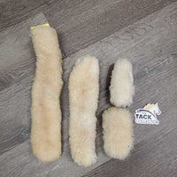 4 Assorted Sheepskin Halter Fuzzies *vgc, clean, mnr dirt, hair & clumpy
