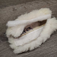4 Assorted Sheepskin Halter Fuzzies *vgc, clean, mnr dirt, hair & clumpy
