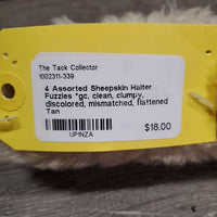 4 Assorted Sheepskin Halter Fuzzies *vgc, clean, mnr dirt, hair & clumpy
